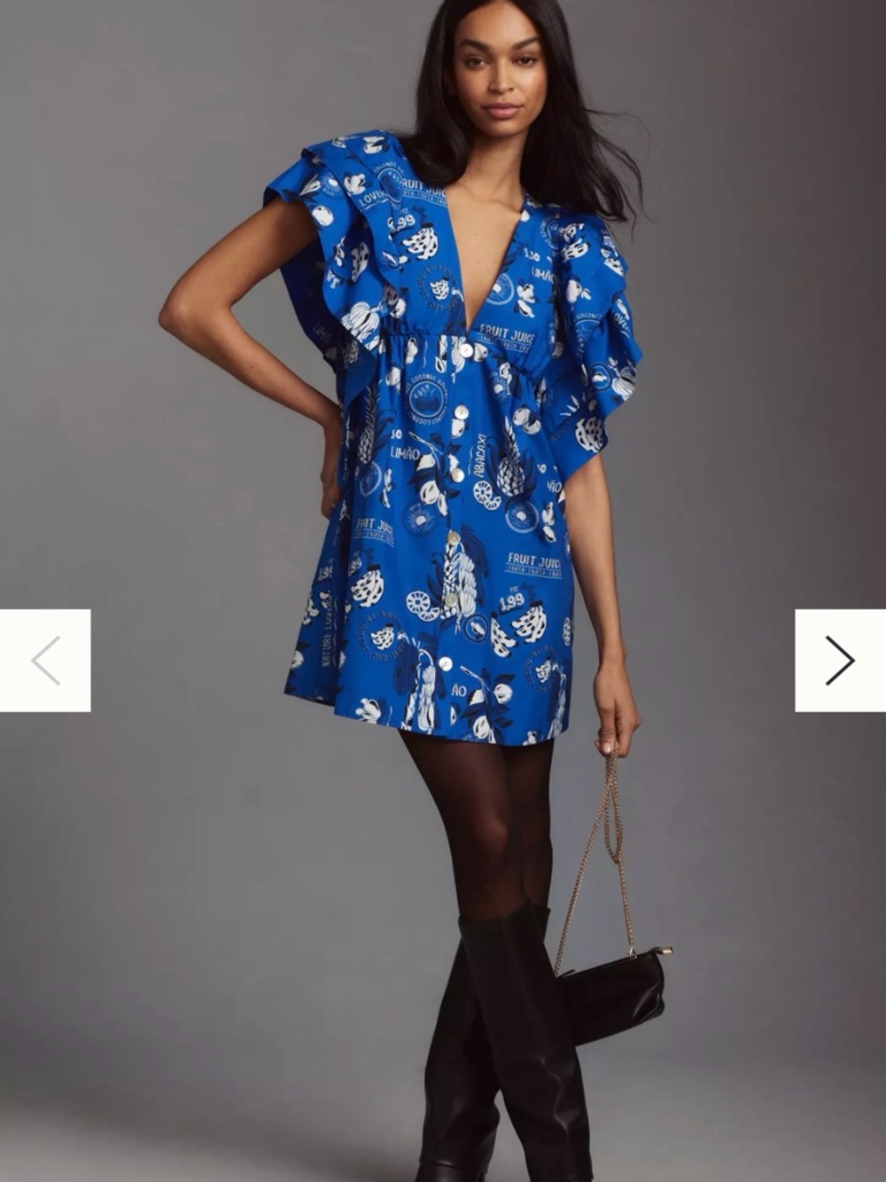 Farm Rio Flutter-Sleeve Babydoll Mini Dress‎ Size M